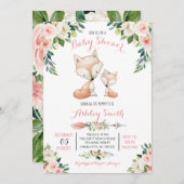 ガールズウッドランドフォックスベビーシャワー招待状 招待状 (正面/裏面)