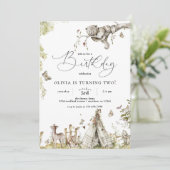 ガールズウッドランドフォレストアニマルズ誕生日招待状 招待状 (スタンド正面)