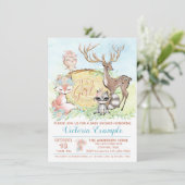 ガールズウッドランドベビーフレンズ赤ちゃんシャワー 招待状 (スタンド正面)