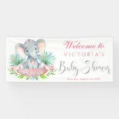 ガールズエレファントベビーシャワーバナー 横断幕 (横)