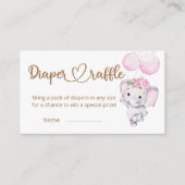 ガールズエレファント&フラワーウォーターカラーおむつラッフル エンクロージャーカード (正面)