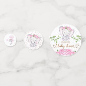 ガールズエレファント&フラワーウォーター色ベビーシャワー コンフェッティ (正面)