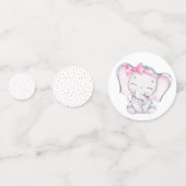 ガールズエレファント&フラワーウォーター色ベビーシャワー コンフェッティ (裏面)