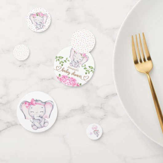 ガールズエレファント&フラワーウォーター色ベビーシャワー コンフェッティ (グループ)