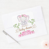 ガールズエレファント&フラワーウォーター色ベビーシャワー スクエアシール (封筒)