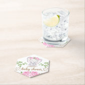 ガールズエレファント&フラワーウォーター色ベビーシャワー ペーパーコースター (インサイチュ)