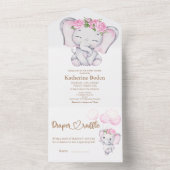 ガールズエレファント&フラワーオールインワン招待状 オールインワン招待状 (内側)