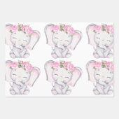 ガールズエレファント&フラワーラッピング紙シート ラッピングペーパーシート (正面)