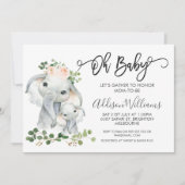ガールズエレファント&ブリージーベビーシャワー招待状 招待状 (正面)
