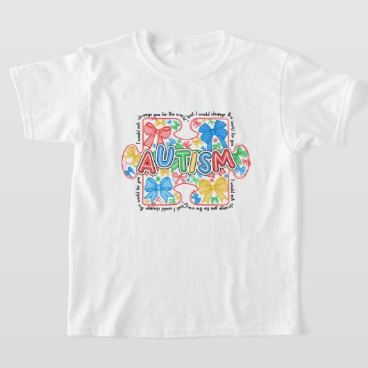 ガールズオティスアウェアネスパズルピースコケット Tシャツ (レイダウン)
