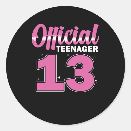 ガールズオフィシャル10代の若者13誕生日 ラウンドシール (正面)