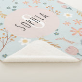 ガールズカットパステルフローラプリントボタニックズ シェルパブランケット (3/4)