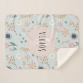 ガールズカットパステルフローラプリントボタニックズ シェルパブランケット (正面(横))