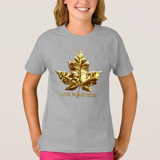 ガールズカナダシャツチームカスタムカナダキッドジャージー Tシャツ (正面)