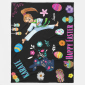 ガールズカラテハッピーイースター装飾品 フリースブランケット (正面)