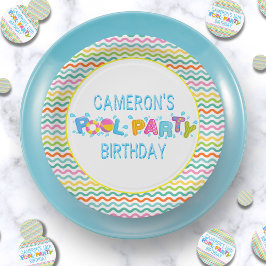 ガールズカラフルスプラッシュプールパーティー誕生日 ペーパープレート