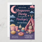 ガールズカラフルスリーポバーパーティの招待状 招待状 (正面/裏面)