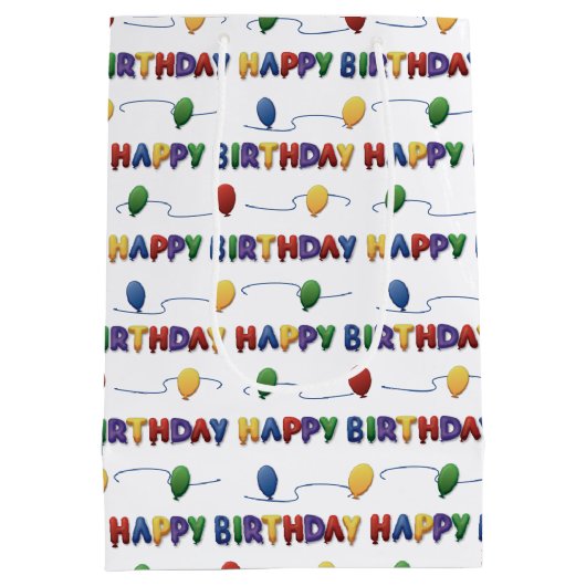 ガールズカラフルバルーンハッピーバースデー抱き枕 ミディアムペーパーバッグ (裏面)