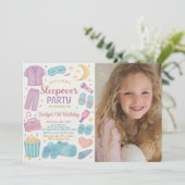 ガールズカラースリープバー誕生日招待状 招待状 (スタンド正面)