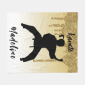 ガールズカラートスタンス金ゴールドグリッタードリップグラデーション フリースブランケット (正面(横))