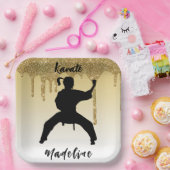 ガールズカラートスタンス金ゴールドグリッタードリップグラデーション ペーパープレート (パーティー)