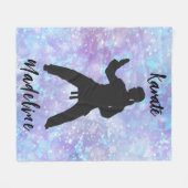 ガールズカラートブルーパープルパーソナライズされた フリースブランケット (正面(横))