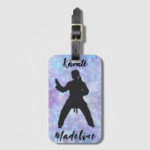 ガールズカラートブルーパープルパーソナライズされた ラゲッジタグ (正面縦)