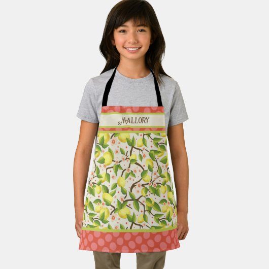 ガールズカワイイおもしろいレモンネームカスタマイズインスピリシエンス エプロン (インサイチュ)