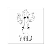 ガールズカワイイかわいいサボテン&ネームスクール蔵書票 ラバースタンプ (インプリント)