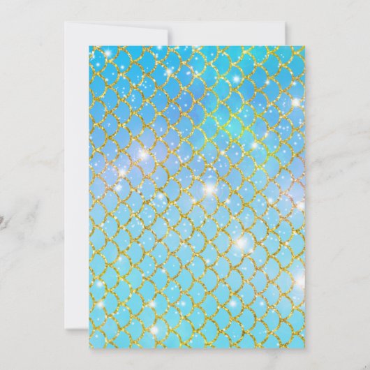 ガールズカワイイグリッターマーメイドシーバースデーパーティー 招待状 (裏面)