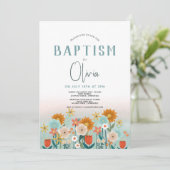 ガールズカワイイフローラベビーバプテスマ《キリスト教》洗礼式や命名式 招待状 (スタンド正面)