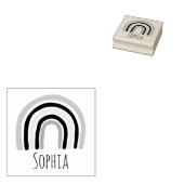 ガールズカワイイモダンレインボー&ネームスクール蔵書票 ラバースタンプ (押印)