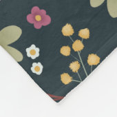 ガールズカワイイ海軍モダンブルーボタニカルフラワーキッズ フリースブランケット (角)