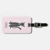 ガールズカワイグレー虎猫キティ猫ネームキッズ ラゲッジタグ (正面横)