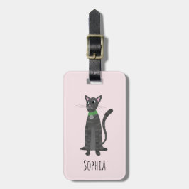 ガールズカワイグレー虎猫キティ猫ネームキッズ ラゲッジタグ
