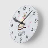 ガールズカワイシャメネコ漫画キッズ子供部屋 ラウンド壁時計 (傾斜)