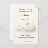 ガールズカワイスワン王女の誕生日招待状 招待状 (正面/裏面)