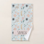 ガールズカワイトパステルフローラボタニックパターンキッズ バスタオルセット (ハンドタオル)