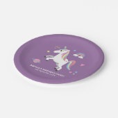 ガールズカワイパープルプリンセスユニコーン子供の誕生日 ペーパープレート (アングル)