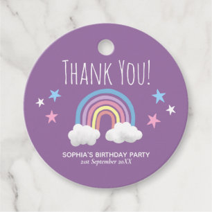 ガールズカワイパープルユニコーン子供の誕生日パーティー フェイバータグ