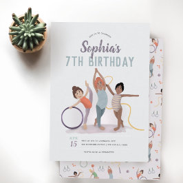 ガールズカワイパープル体操7誕生日 招待状