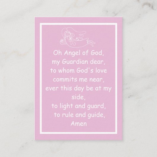 ガールズガーディアンエンジェル祈りの言葉カード 名刺 (裏面)