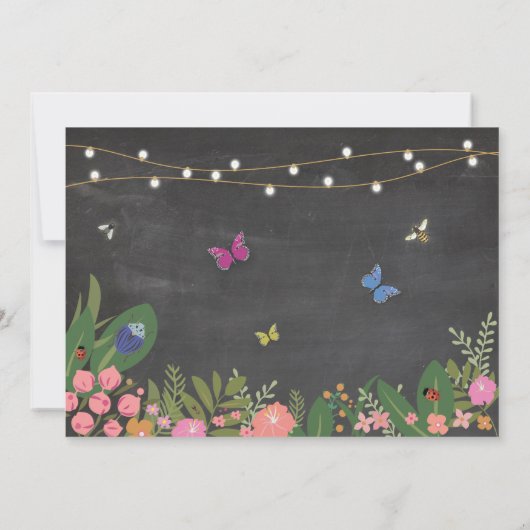 ガールズガーデンバグ狩りバタフライ誕生日招待状 招待状 (裏面)