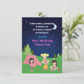 ガールズキャンピングスリープバーバースデーパーティー招待 招待状 (スタンド正面)