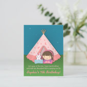 ガールズキャンピングスリーポーバーバースデーパーティ招待状 招待状 (スタンド正面)