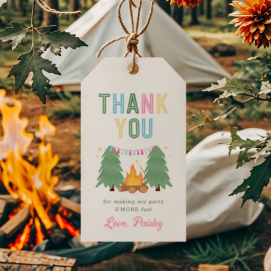 ガールズキャンピングパーティーフェイバーラベル ギフトタグ