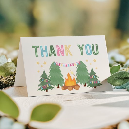 ガールズキャンピングフォールディングサンキューカード サンキューカード