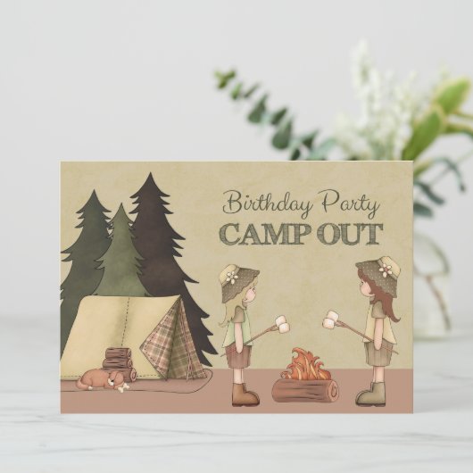 ガールズキャンプアウト誕生日パーティー 招待状 (スタンド正面)