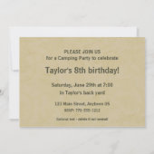 ガールズキャンプアウト誕生日パーティー 招待状 (裏面)