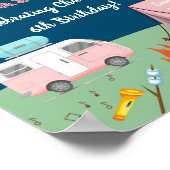 ガールズキャンプ誕生日キャンプアウトパーティーウェルカム ポスター (角)